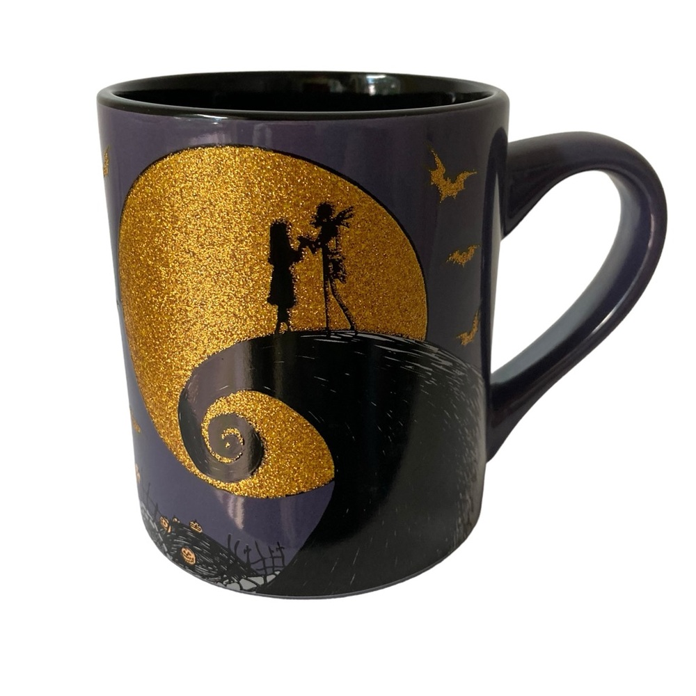 Disney Nightmare Before Christmas Jack Sally Purple Gold Coffee Tea Mug 12 oz‎